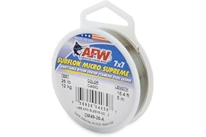 AFW American Fishing Wire Surflon Micro Supreme Nylon Coated 7x7 Stainless Steel Leader Wire - Knottable Wire Leaders for Fishing Saltwater, Fly Fishing, 13lb Test - 90lb Test, Bright, Black & Camo Colors