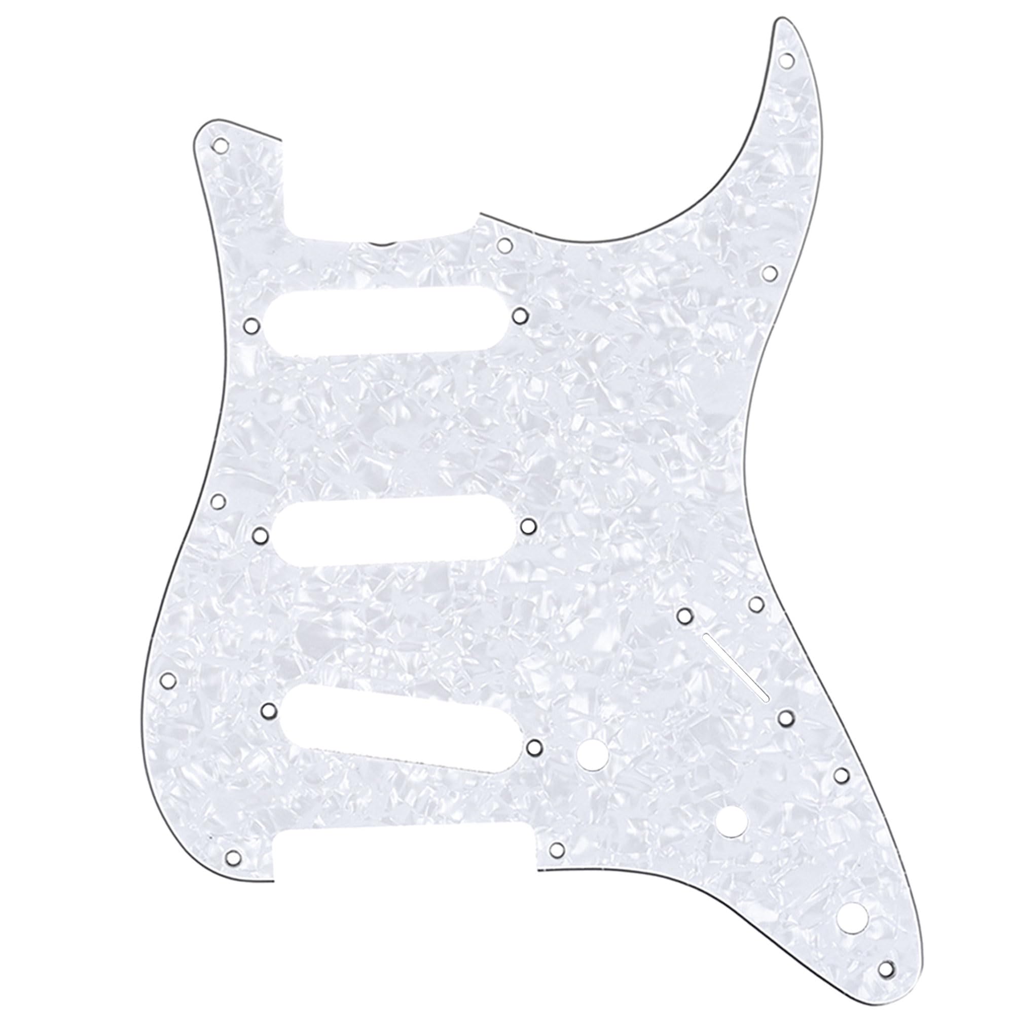 Musiclily Pro 11-Hole 60s 64 Vintage Style Strat SSS Pickguard for American Stratocaster Guitar, 4Ply White Pearl