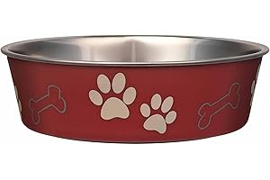 Loving Pets Bella Dog Bowls- Stainless Steel Dog & Cat Bowls - Spill Proof Dog Food Bowl, Cat Bowl, Puppy Essentials & Pet Supplies Great for Home & Travel (Medium 20-35 lbs, Merlot)