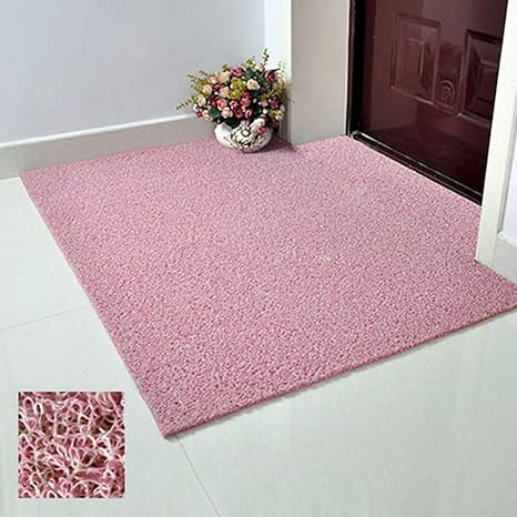 Amazon 玄関マット 屋外 室内 洗える おしゃれ かわいい 北欧 モダン クッション ドアマット 室外 屋内 中 外 薄型 薄い Pvc素材 ガーデンマット エントランスマット カフェ インテリア 80x1cm 切れる カット ピンク フロアマット 玄関マット オンライン通販