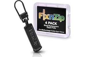 FixNZip Medium to Large Black Zipper Pull Replacements (4-Pack) | Universal Clip-On Pull Tabs for Zipper Repair, Sliders & Luggage, Jackets, Backpacks, Tents, Sleeping Bags & Outdoor Gear