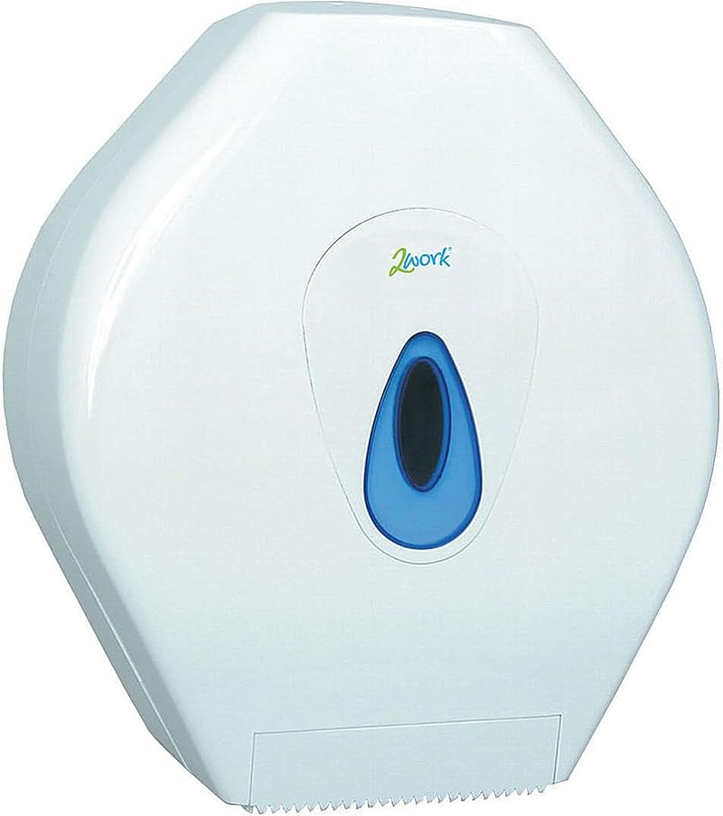 2Work CT34014 Mini Jumbo Toilet Roll Dispenser White Lockable