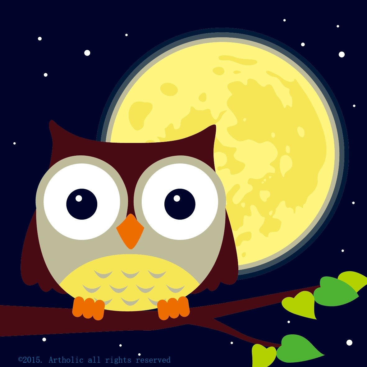 Colour Talk DIY Oil Painting, Paint by Number Kits for Kids - Owl and Yellow Moon 8"x8"