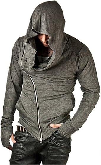 asymmetrical zip hoodie men's
