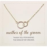 Kvekstio Wedding Day Mother of the Bride/Groom Gift, Minimalist Interlocking Circles Pendant Necklace Jewelry Gift for Mother