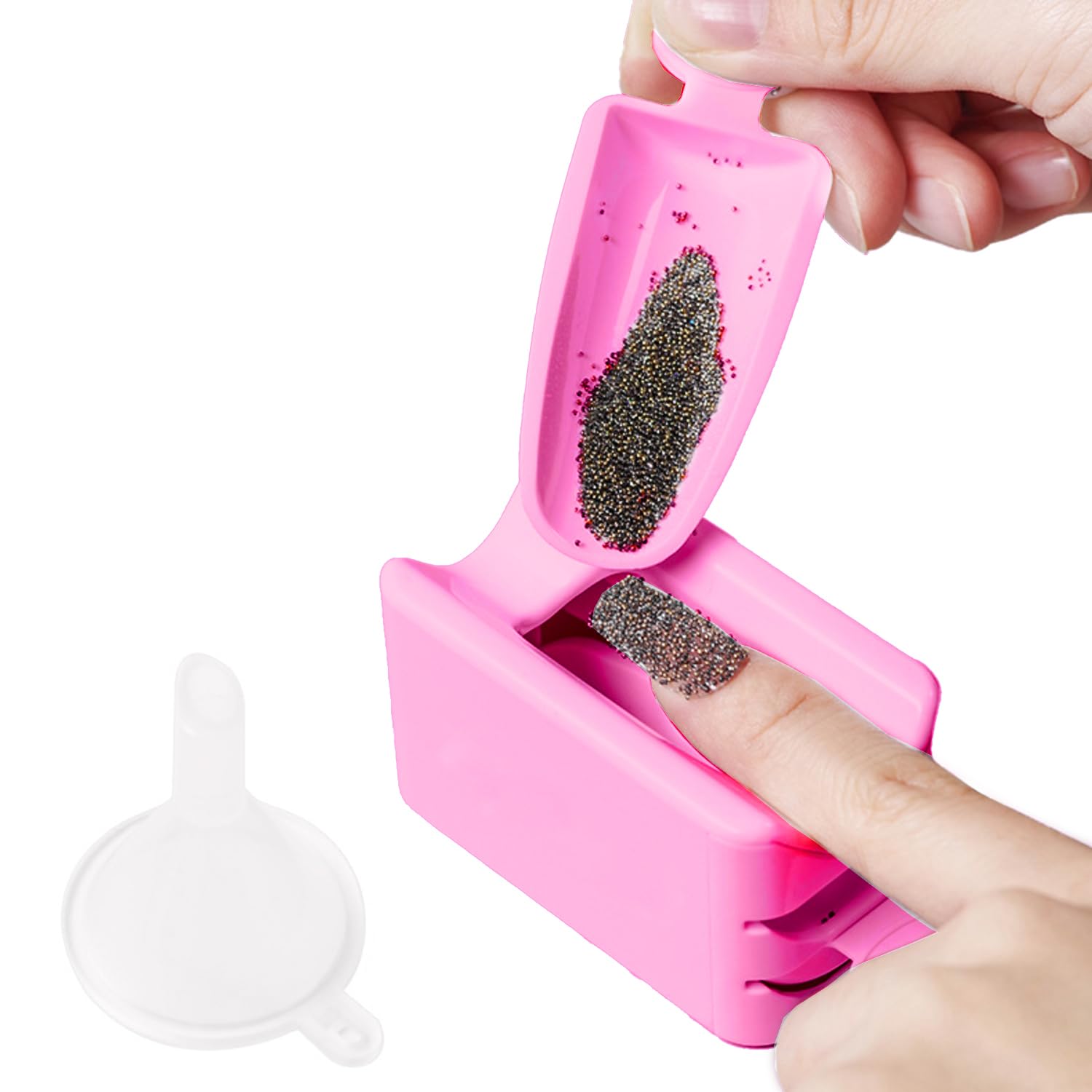 ieron Nail Dip Powder Tray Recycling Tool 2 in 1 Nail Art Dip Dipping Powder Recycling Container Tray Tool, Portable Nail Powder Storage Box Pink