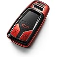 Tukellen for Audi Key Fob Cover, Special Soft TPU Key Case Cover Protector Compatible with Audi A4 Q7 Q5 TT A3 A6 SQ5 R8 S5 Smart Key (Red)