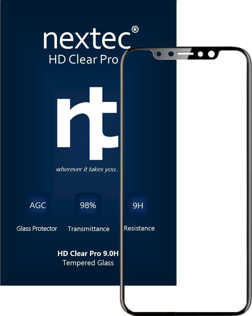 nextec iPhone XS/X Screen Protector Glass, (3D) Apple iPhone X Tempered Glass Screen Protector iPhone XS/X (HD Clear Pro7 9.0H) 3D/ Black - Corning Gorilla Glass