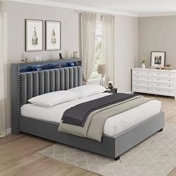 Lift Up Storage Bed Full Size, Luxury Upholstered