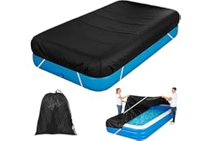 130x84 inch Inflatable Pool Cover 11x7 ft Inflatable Rectangle Swimming Pool Cover 120x72 Rainproof Pool Covers for Outdoor G
