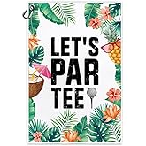 Msticey Let‘s Par Tee Funny Printed Microfiber Golf Towel with Clip,Tropical Golf Gifts for Golf Fan Dad Mom Grandpa, Birthday Father's Day, Golf Accessories for Men Women