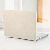 Woven Case for MacBook Air 15 inch 2026 M5 2023-2025 M4/M3/M2, Logo Cutout | Model A3448 A3241 A3114 A2941, Woven Fabric Braided Texture PU Leather Hardshell &amp; Keyboard Cover for Mac Air 15, Beige