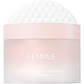FEMMUE Rose Infused Face Toning Pads (60 Pack) | Daily Exfoliating Toner Cotton Rounds with Rose Water | Korean Skin Care