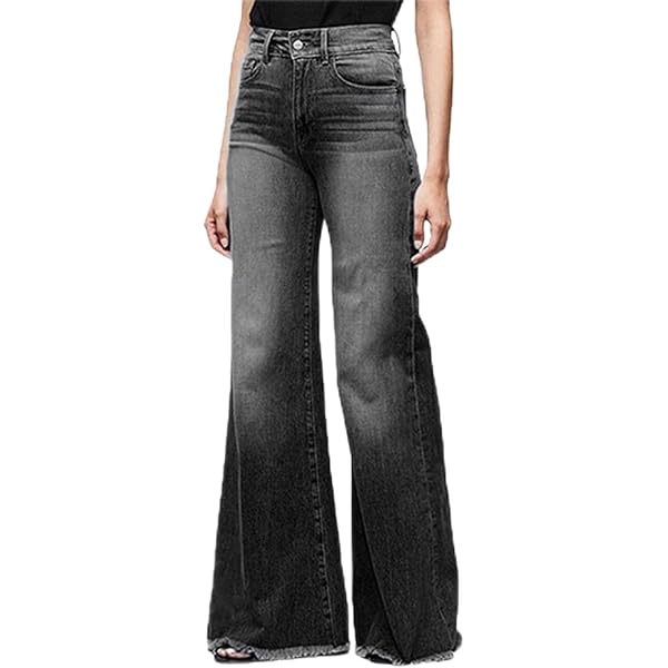 ZAKAY Women's Casual Loose Ripped Denim Pants Distressed Wide Leg