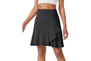 G4Free 20" Knee Length Tennis Skirts for Women Golf Skorts with Pockets High Waist Ruffle Athletic Summer Skirts Inner Shorts