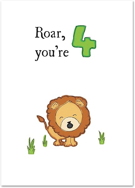 4th Quarta Biglietto Di Auguri Di Compleanno Da Bambino Bambino Leone Di Compleanno Ragazzo Amazon It Prima Infanzia