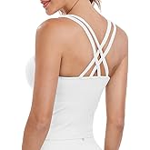 HeyNuts Zeal Bras Longline Ribbed Medium Support Sports Bras, Crisscross Back Tank Tops with Removable Pads A-D Cups