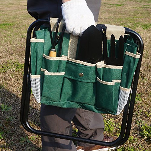 VIMOA Garden Tool Set 5-Piece Garden Tools with Folding Stool and Tool Bag - Thumbnail 4