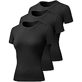SPVISE Short Sleeve Workout Tops for Women Slim Fitted Athletic Shirt Compression Tee Dry Fit Yoga Gym Tshirt Comfy Basic Top