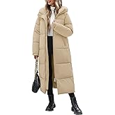 Jyanl Womens Long Winter Puffer Coat Quilted Jackets Warm Hooded Coat Maxi Length Parka Down Thick Outerwear Side Zip Slit