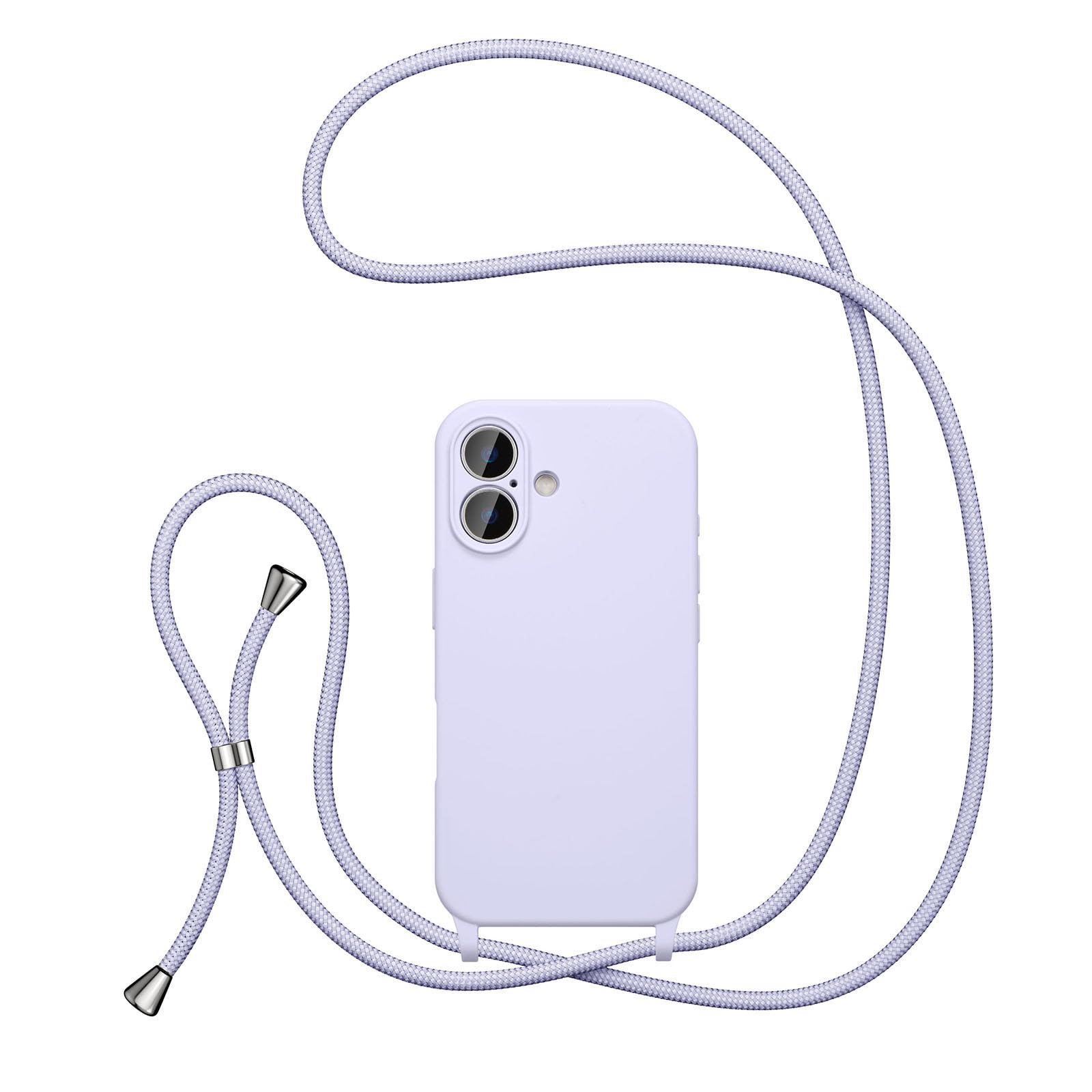 UEEBAI Lanyard Case for iPhone 16 6.1", Crossbody Liquid Phone Cover Necklace Cord Strap Soft Shockproof Protective Case - Lilac Purple