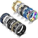 MOZAKA 10 Pcs 8mm Stainless Steel Ring Spinner Fidget Band Chain Rings for Men Women Polished Wedding Cool Ring, Size 7-11