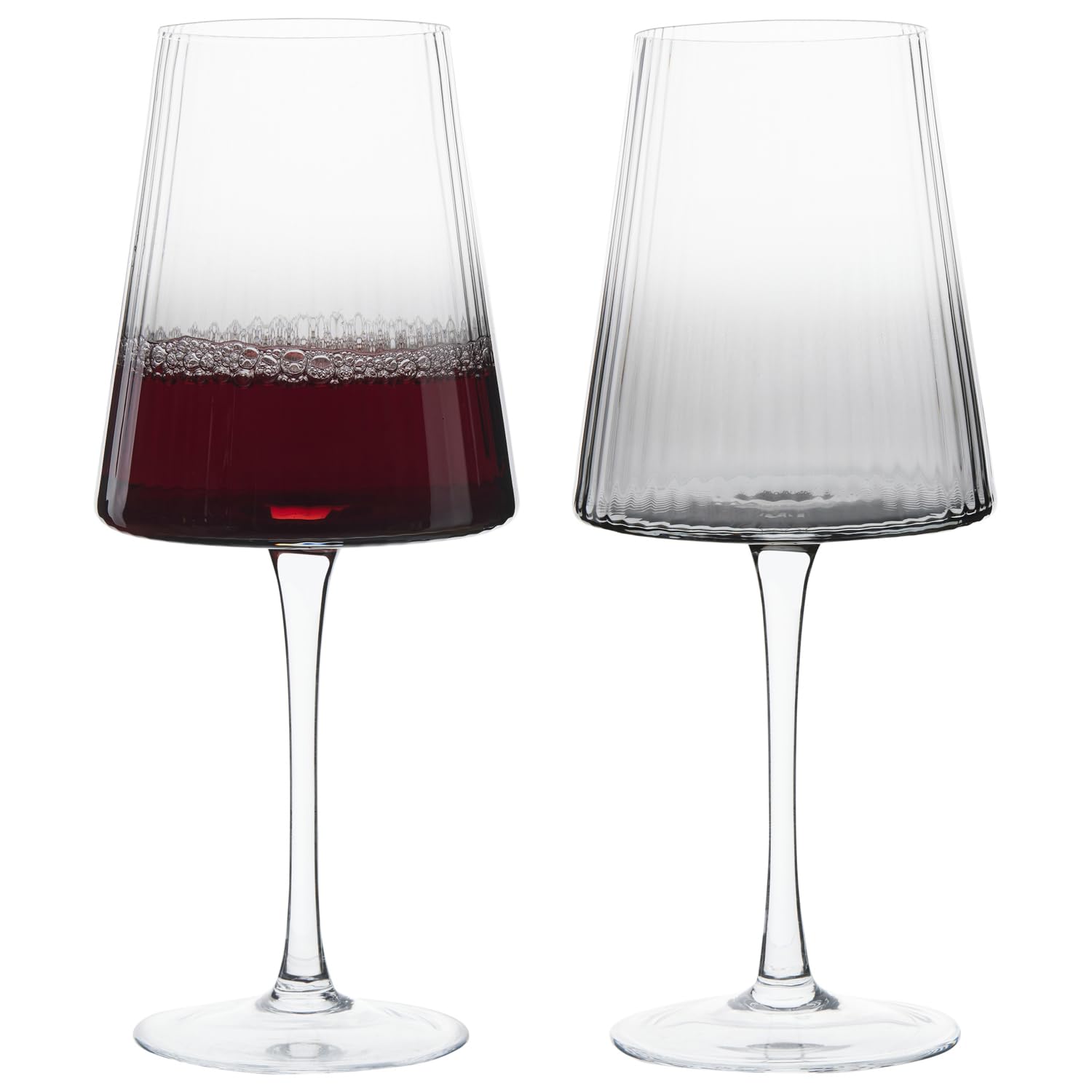 Anton Studio Designs Empire Handmade Wine Glasses Perfect for Red Wine, White Wine, Water, or Beverages - 450 ml - Smoke Grey - Set of 2 Elegant Wine Glasses