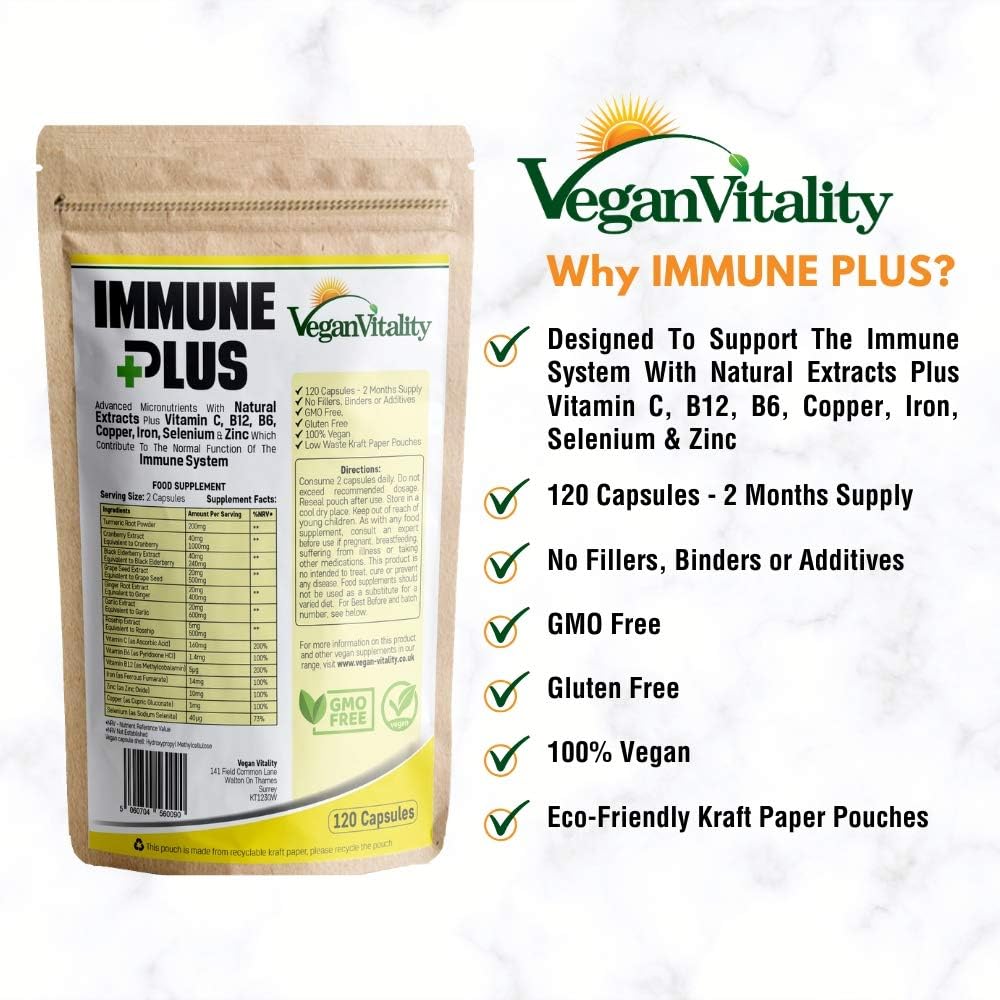 Immune System Booster Supplement, 120 Capsules with 14 Immune System Vitamins & Natural Extracts Including Vitamin C, Zinc - Image 3