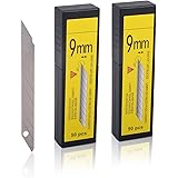 FOSHIO 100 Pack Universal 9mm Snap-Off Art Knife Blades, 30 Degree High Hardness Carbon Steel Spare Blades, Auto Wrap Vinyl O