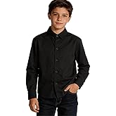 Visaccy Boys' Button Down Shirts Kids Long Sleeve Solid Collared School Shirt for Toddler Boy Size 2T-20
