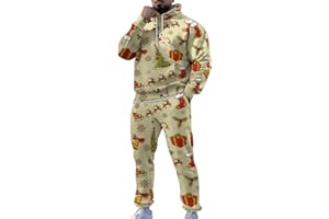 Generic Mens Christmas Track Suit 2 Piece Stocking Graphic Hoodies And Sweatpants Tracksuits Xmas Sweatsuit Set Ugly Outfit