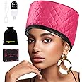 Heat Cap for Deep Conditioning, Ingeware Thermal Cap for Hair Steamer Cap for Natural Hair Portable Electric Heat Hair Spa Cap for Home Use Pattern (Rose Red)