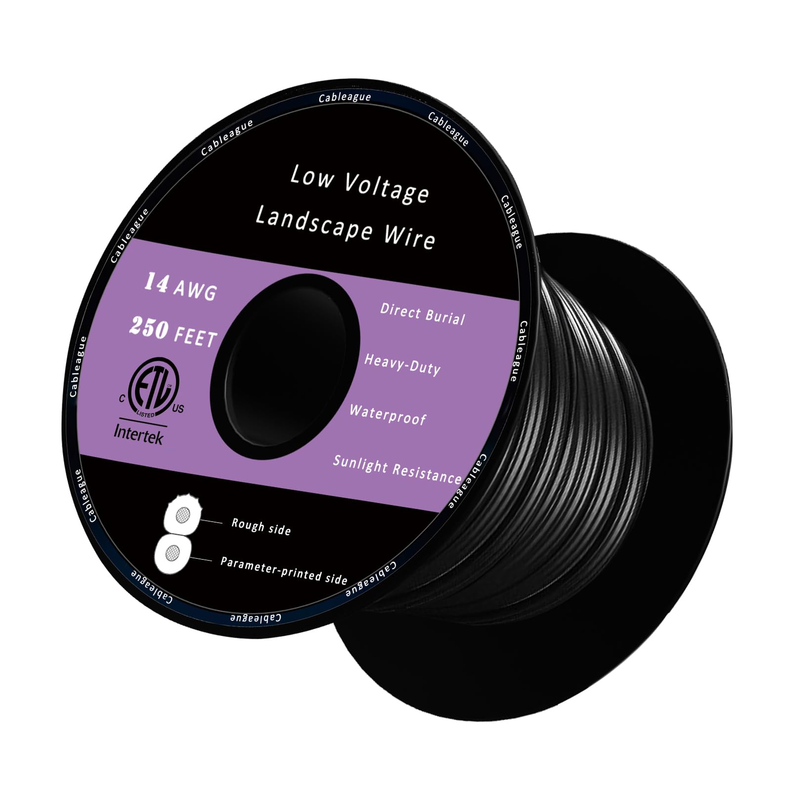 Photo 1 of Cableague 14/2 Low Voltage Landscape Lighting Wire 250ft 14AWG*2C Waterproof Conductor Outdoor Direct Burial 250 feet Black