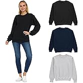 BILLIONHATS 3 Pack Women’s Oversized Crew Neck Sweatshirt, Fleece Lined, Bulk Wholesale Sweatshirts