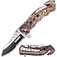 TAC Force TF-498 Series Spring Assist Folding Knife, Half-Serrated Blade, 4.5-Inch Closed