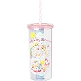 Silver Buffalo Strawberry Shortcake Ice Cream Sundae and Cupcakes Plastic Tall Cold Cup with Lid and Straw, 20 Ounces