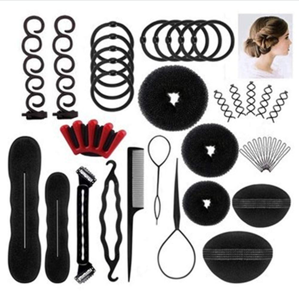 STSUNEU 40Pcs Hair Styling Set, Hair Braiding Tool Hair Design Styling Tools Kit Magic Simple Fast Spiral DIY Hair Bun & Crown Shapers Accessories for Girls: Beauty