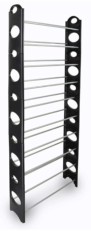 O'daddy Schuhregal für 30 Paar Schuhe - Stapelbares Schuhständer mit Hülle - Schuhschrank aus Plastik und Metall. (Schuhregal
