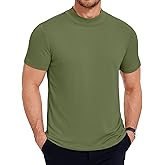 COOFANDY Men's Mock Turtleneck T Shirt Short Sleeve Slim Fit Basic Casual Solid Color Pullover Tee