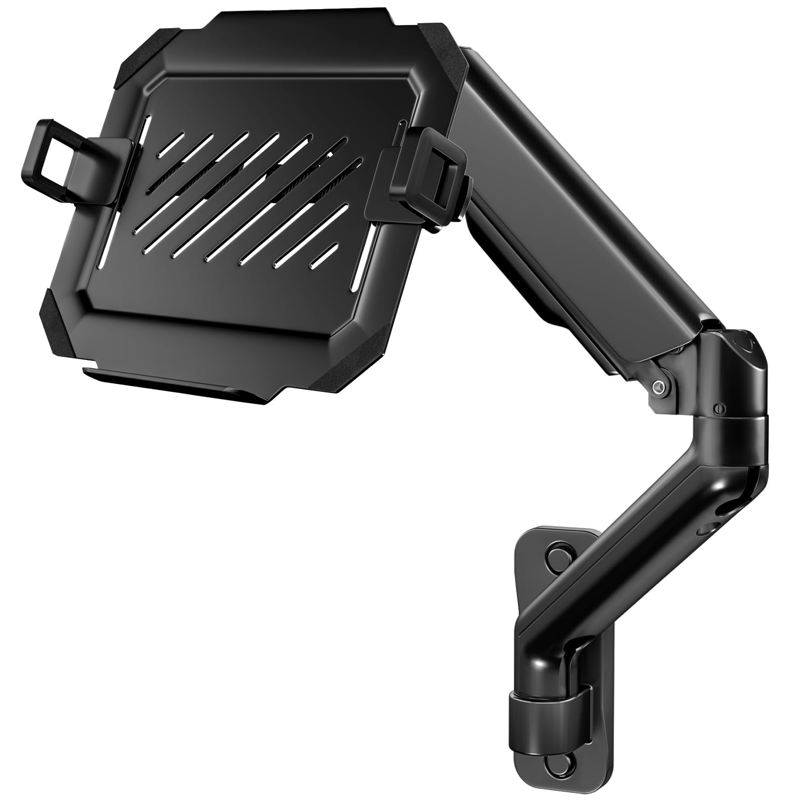 Photo 1 of 2-in-1 Laptop Wall Mount with Detachable Tray | Gas Spring Adjustable Arm for 12-17 Inch Laptops & Monitors | Full Motion Articulating Stand | Holds 2.2-19.8 lbs (Black)