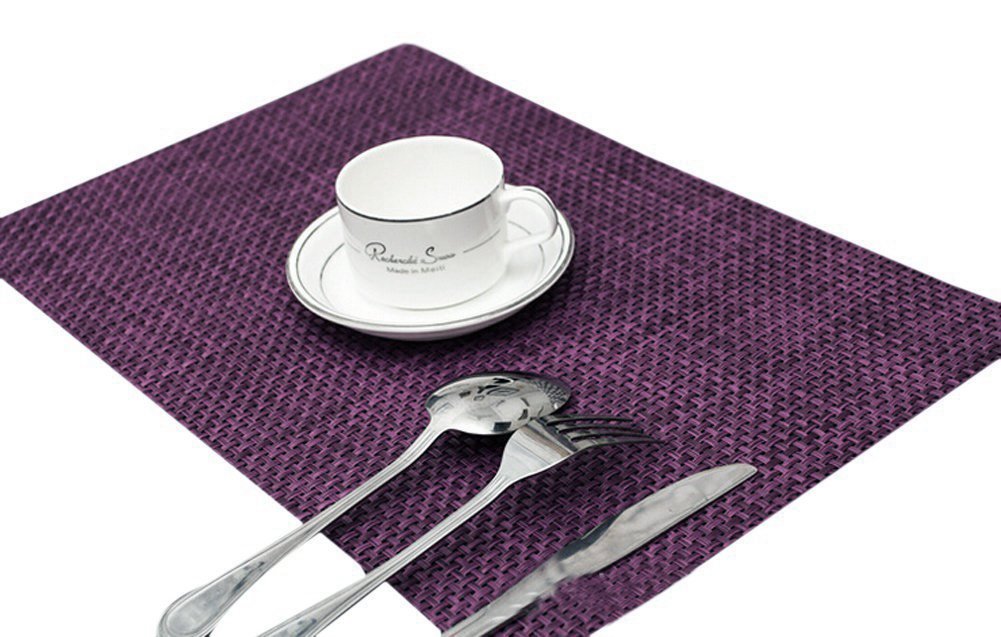 HugeStore Solid Color Placemats Waterproof Insulation Nonslip PVC