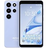 Ulefone Note 22 Unlocked Smartphone, 5" Compact Android 16 Go 4G Cell Phone | 20GB RAM (3GB+17GB virtual), 32GB ROM, 2TB expandable, removable 3000mAh battery, Dual SIM, Face Unlock, USB-C, ICY Blue
