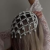 STONEFANS Vintage Pearl Head Chain Carnival White Dress Flapper Headpiece Cap Roaring Gatsby 1920s Women Hair Accessories