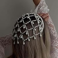 Vintage Pearl Cascade Bridal Hair Chain Bohemian Mesh Headband Teardrop Amazon.com: Vintage Pearl Cascade Bridal Hair Chain  main image 3