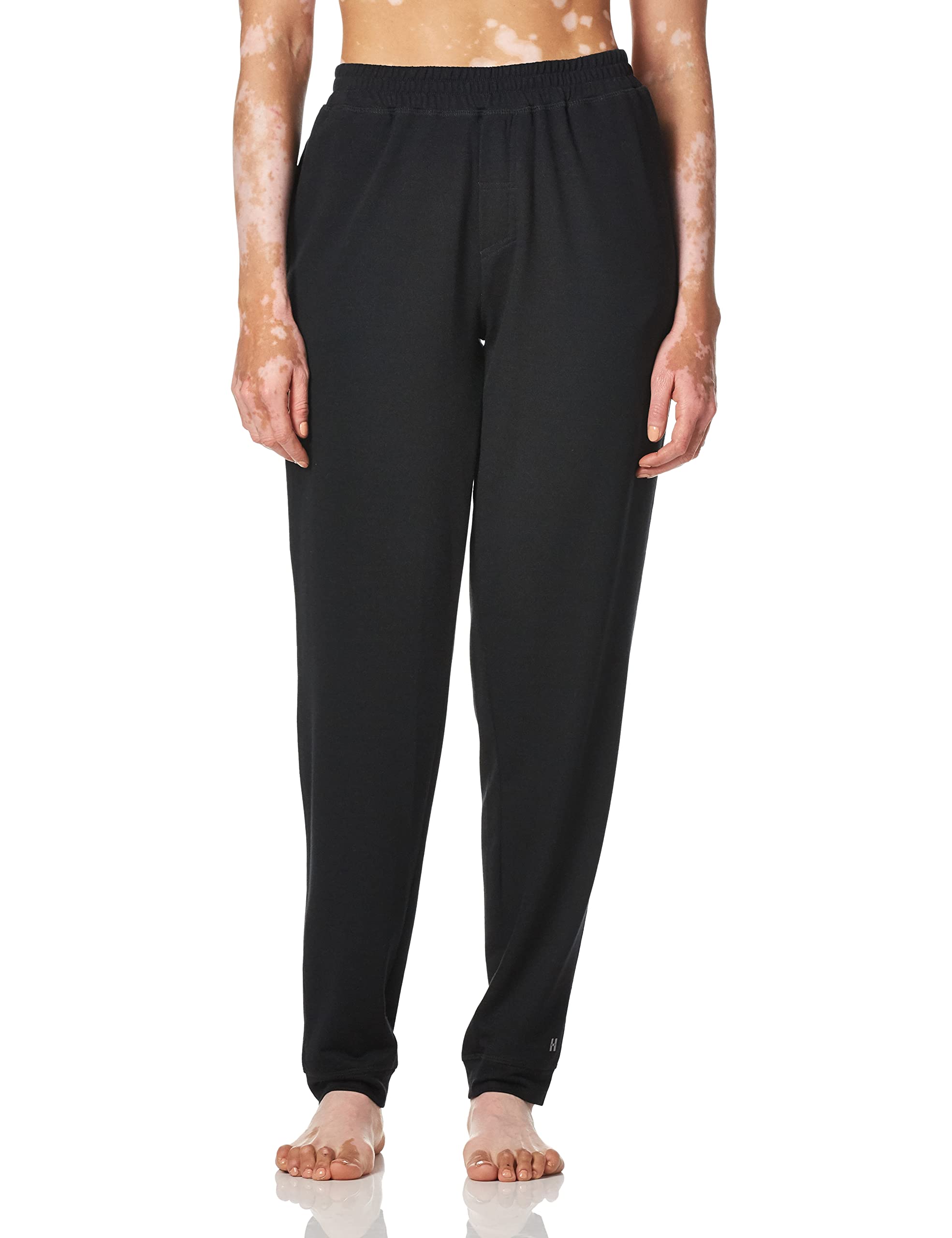 HUE Women’s Solid French Terry Lounge Separates, Black – Jogger Pant With Pockets, X-Large