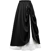 ATENTO Women Renaissance Style Skirt, Medieval Victorian Pirate Cosplay Costume Double Layered Maxi Long Skirts
