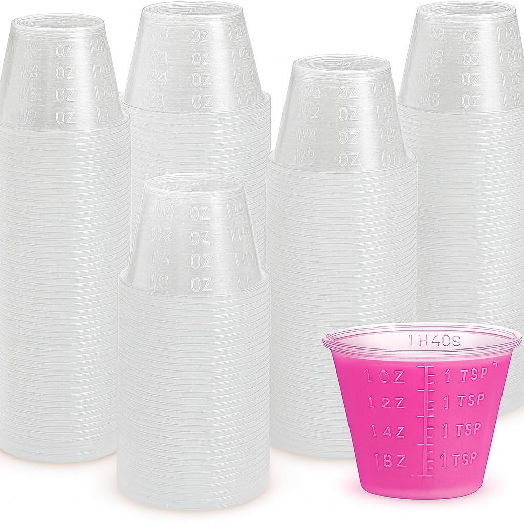 Medicine Cups Plastic Disposable - (200 Count) - [1oz | 30ml | 30cc] - Non Sterile Bulk Pack, Medicine Measuring Cup for Liquid Medicine, Epoxy, & Pills