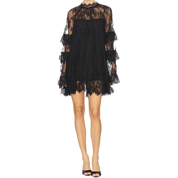 knee length dresses for ladies Meyer Lace Puff Sleeve Mini Dress • Shop American Threads Boutique Yellow / S main image 0