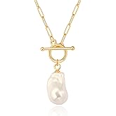 Aobei Pearl 18K Gold Plated Moon Star Lion Evil Eye Love Heart Cross Pendant Necklace Medallion Paperclip Chian Choker Layering Jewery for Women