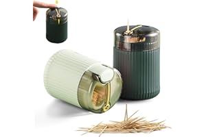AIDMI Automatic Toothpick Dispenser Holder with Toothpicks, Pop Up Toothpick Dispenser - Christmas Decoration (Dark Green + Light Green)